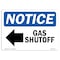 Signmission OSHA Notice Sign, 3.5" Height, 5" Width, Gas Shutoff (Left Arrow) Sign With Symbol, Landscape OS-NS-D-35-L-13024 - alternate 1